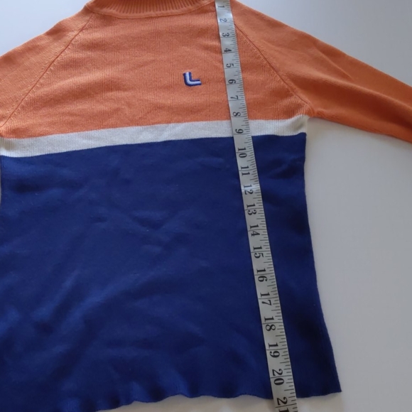 Vintage sweater turtleneck orange sherbet and navy - Picture 4 of 5